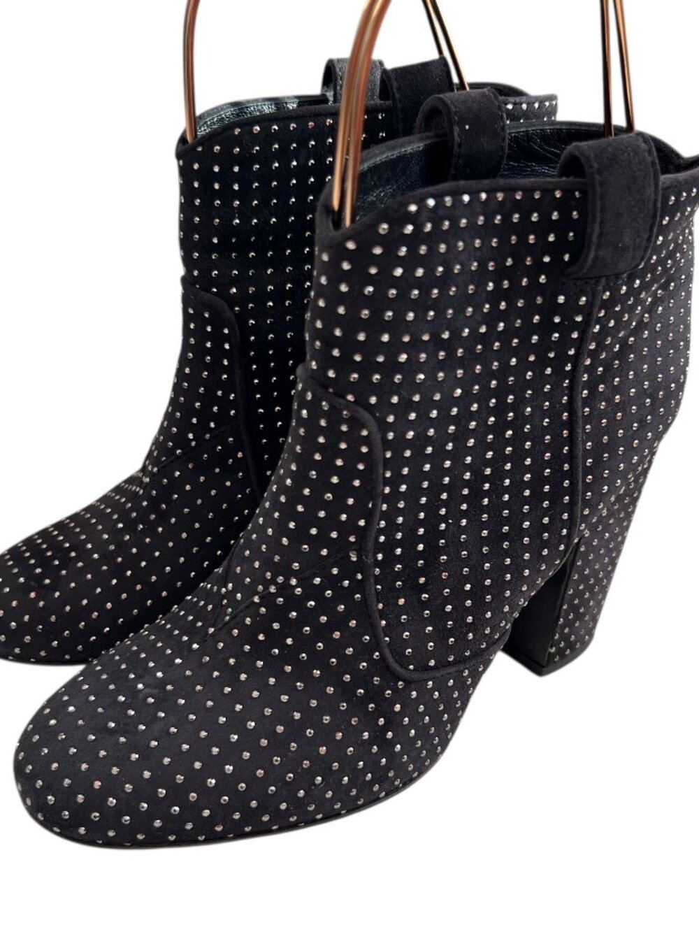 Laurence Dacade boots Pete dark gray suede studded high block heel 36.5 5.5